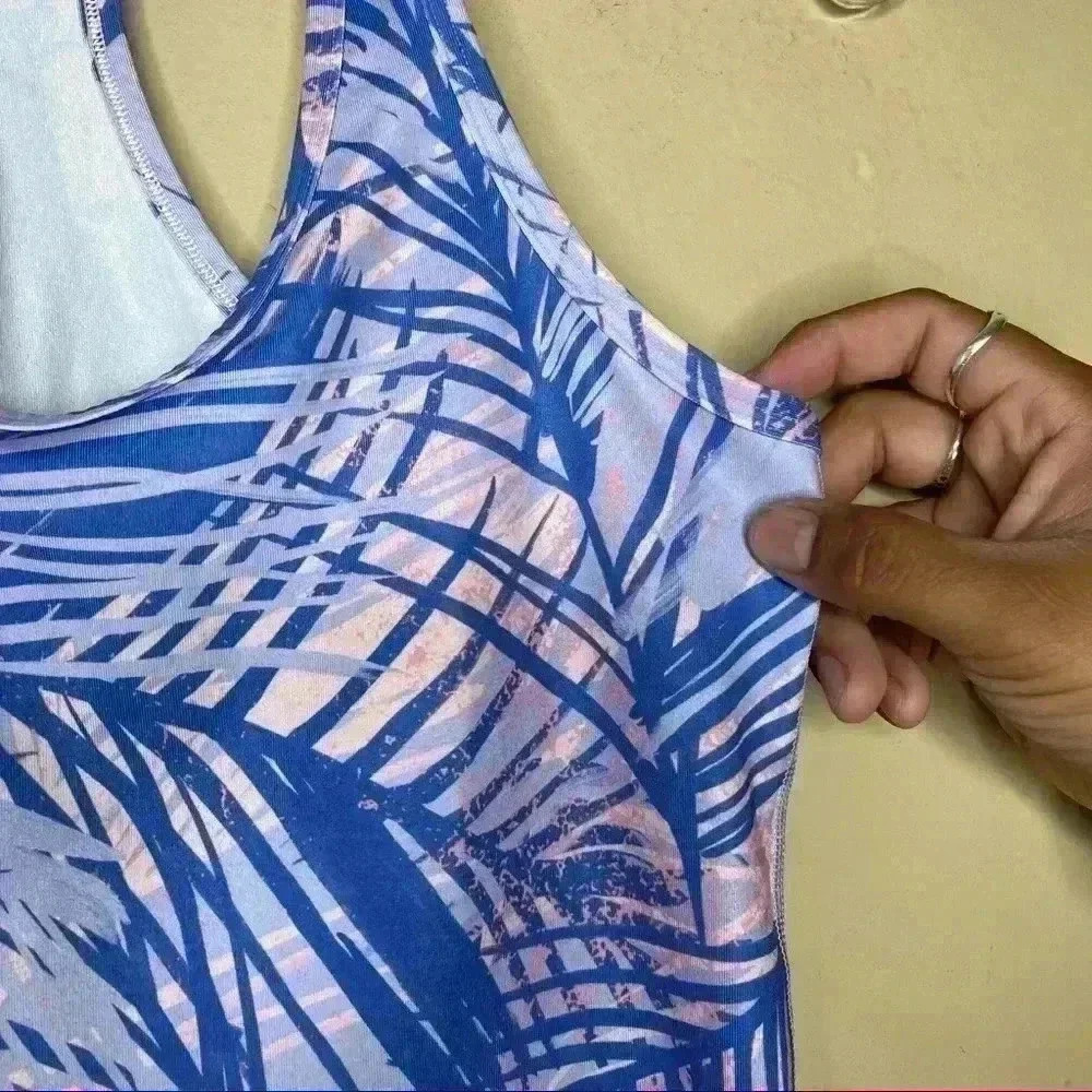 Ivivva By Lululemon Girls Racerback Keep Ur Cool Tank Top Palm Tree Leafs Top - Picture 6 of 6